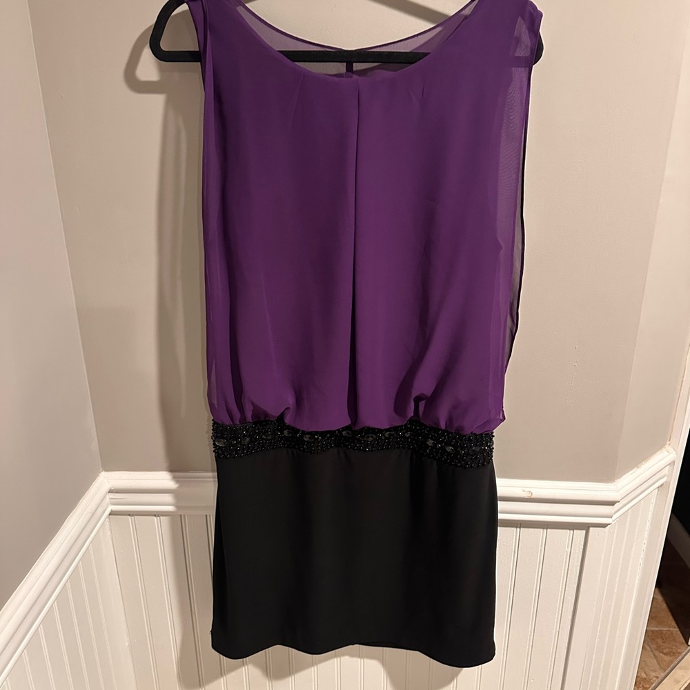 Bisou Bisou Purple and Black Mini Dress